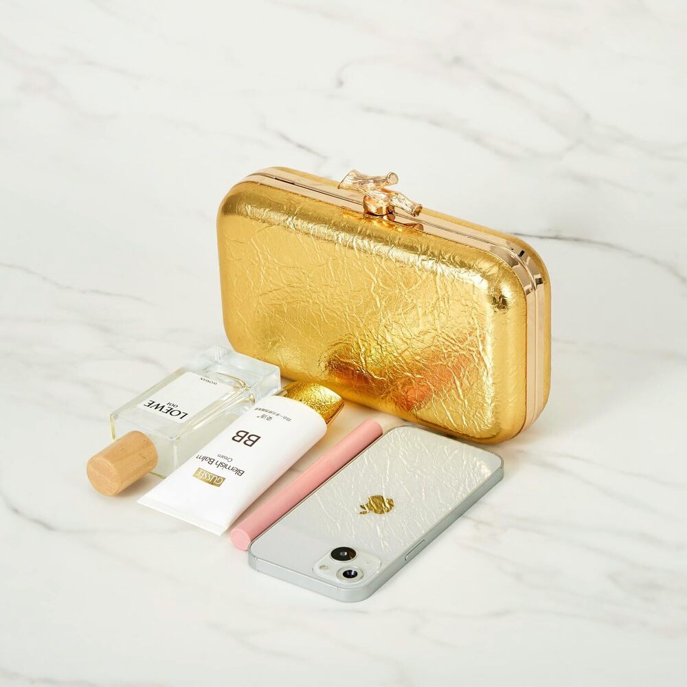 1046 Elegant Clutch Purses Satin Pleated Evening Structured Handbag - Picture 5 of 8